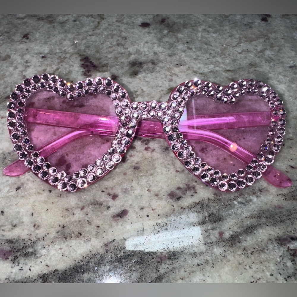 Pink Heart-Shaped Sunglasses crystal sunnies
